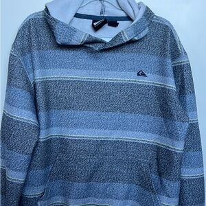 Quiksilver Blue and Gray Striped Pullover - Youth M (10/12).